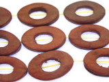 Red Oval Donut Leather Beads 30mm (LB516)