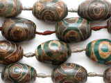 Green Tibetan Agate Barrel Gemstone Beads 23-27mm (GS3624)