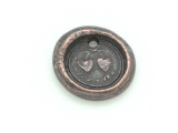 Copper Double-Heart - Round Wax Seal Charm 13mm (PW713)