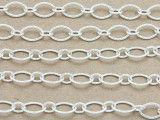 Silver Plated Copper Textured Oval & Round Link Chain 8mm - 36"  (CHAIN77)