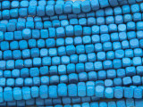 Bright Blue Cube Wood Beads 4mm (WD894)