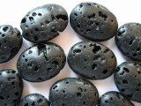 Black Polished Lava Rock Large Oval Tabular Beads 24mm (LAV99)