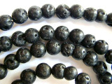 Black Lava Rock Round Beads 8mm (LAV81)
