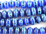 Blue w/Black Polka Dots Lampwork Glass Beads 12mm (LW1411)