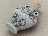 Heart Vase w/Roses Ceramic Cork Bottle Pendant 40mm (AP1830)