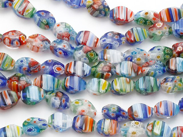 Millefiori Twist Lampwork Glass Beads 12mm (LW1567) - Happy Mango Beads
