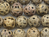 Ornate Brass Round Beads 18mm - Ghana (ME5682)