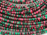Pink, Green & Black Vinyl Disc Beads 3mm (VY189)