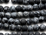 Matte Snowflake Obsidian Round Gemstone Beads 8mm (GS3671)