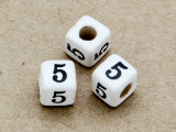 Ceramic Alphabet Bead "5" - 6mm (CER15)