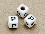 Ceramic Alphabet Bead "P" - 6mm (CER34)