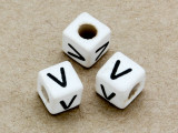 Ceramic Alphabet Bead "V" - 6mm (CER40)