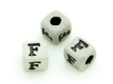 High-Fired Ceramic Alphabet Bead "F" - 8mm (CER50)