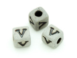 High-Fired Ceramic Alphabet Bead "V" - 8mm (CER66)