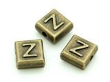 Brass Pewter Bead - Z - Square 10mm (PB644)