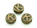 Brass Pewter Bead - K - Round 10mm (PB653)