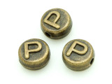 Brass Pewter Bead - P - Round 10mm (PB658)