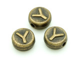 Brass Pewter Bead - Y - Round 10mm (PB662)