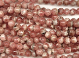 Rhodochrosite Round Gemstone Beads 8mm (GS6038)