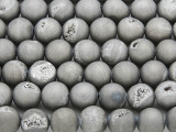 Silver Electroplated Druzy Agate Round Gemstone Beads 10mm (GS3766)