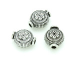 Pewter Bead - Floral Coin 9mm (PB774)