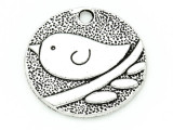 Bird on Branch - Pewter Pendant 25mm (PW786)