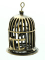 Brass Birdcage w/Bird - Pewter Pendant 45mm (PW814)