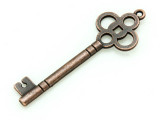 Copper Skeleton Key - Pewter Pendant 47mm (PW818)