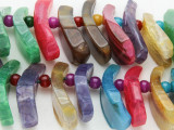 Multi-Color Agate Petal Gemstone Beads 20-45mm (GS3845)