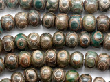 Green Tibetan Agate Rondelle Gemstone Beads 14mm (GS3849)