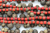 Yoruba Brass Bells w/Glass Trade Beads 14-24mm - Nigeria (AT7155)