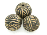 Carved Round Clay Bead 24-28mm - Mali (CL193)