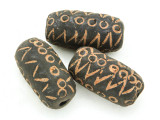 Carved Barrel Clay Bead 35-38mm - Mali (CL195)