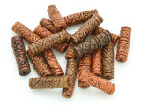 Ceramic Carved Tube Beads 20mm - Peru (CER72)