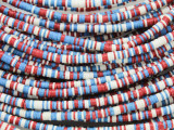 Red, White & Blue Vinyl Disc Beads 3mm (VY220)