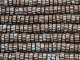 Brown w/Stripes Heishi Sandcast Glass Beads 7-8mm (SC975)