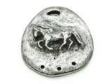 Horse 3-Strand Connector - Pewter Pendant 34mm (PW858)