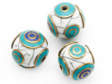 Resin & Turquoise Tibetan Bead 18mm (TB322)