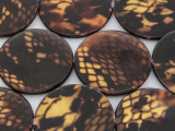 Brown Snakeskin Round Printed Shell Beads 30mm (SH531)