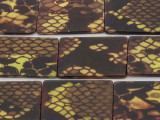 Yellow Snakeskin Rectangular Printed Shell Beads 30mm (SH535)