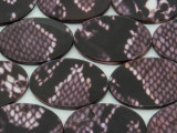 Dark Purple Snakeskin Oval Printed Shell Beads 35mm (SH539)