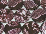Dark Purple Snakeskin Round Printed Shell Beads 30mm (SH545)