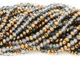 Copper & Gunmetal Gray Crystal Glass Beads 4mm (CRY331)