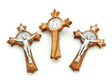 Olive Wood & Metal Crucifix Pendant - 74mm (SF22)
