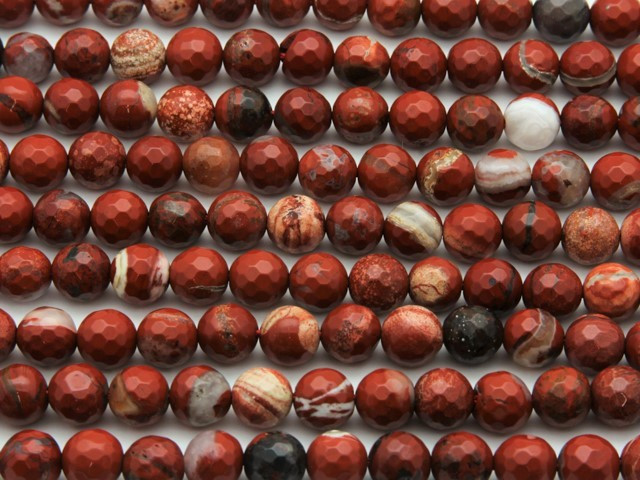 Poppy Jasper Faceted Round Gemstone Beads 8mm (GS4287) - Happy Mango Beads