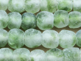 Lime Green & Clear Recycled Glass Beads 12-15mm - Africa (RG614)