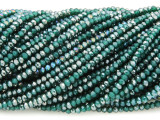 Emerald Green & Silver Crystal Glass Beads 2mm (CRY415)