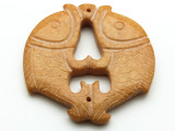 Carved Jade Pendant - Tan Fish 55mm (GSP1852)