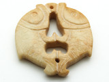 Carved Jade Pendant - Beige Fish 55mm (GSP1854)