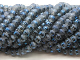 Slate Blue Metallic Stripe Crystal Glass Beads 8mm (CRY456)